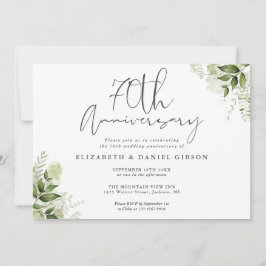 Convite Aniversário de 70 Anos de Casamento Verde Floral