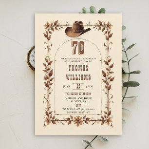 Convite Aniversário de 70 anos de Cowboy Western Rústico V