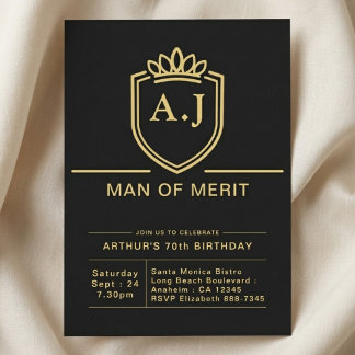 Convite Aniversário de 70 anos do marido, festa preta e do