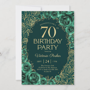 Convite Aniversário de 70 anos elegante em esmeralda verde