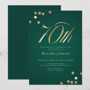 Convite Aniversário de 70 anos em Ouro e Esmeralda Verde