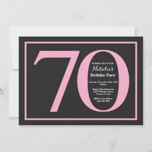 Convite Aniversário de 70 anos em quadro-negro rosa e pret