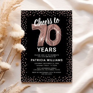 Convite Aniversário de 70 anos em Rose Gold