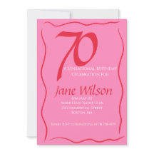 Aniversário de 70 anos Feminino Elegante Rosa e Ve