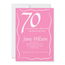 Aniversário de 70 anos Feminino Elegante Rosa Scri