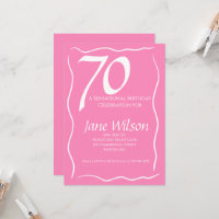 Aniversário de 70 anos Feminino Elegante Rosa Scri