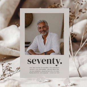 Convite Aniversário de 70 anos masculino em foto quadrada