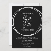 Aniversário de 70 anos Preto Prata Cheers 70 Anos 
