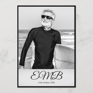 Convite Aniversário de 70 Birthday Elegant Photo Monogram