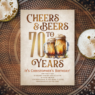 Convite Aniversário de 70 rusticidade de "Cheers"