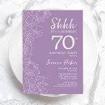 Convite Aniversário de 70 Surpresa - Roxo Floral<br><div class="desc">Convite de Aniversário para 70 de Surpresa Púrpura Floral A design feminina moderna minimalista apresenta sotaques botânicos e letra de script de tipografia. Simples cartão de convite floral perfeito para uma festa surpresa na moda.</div>