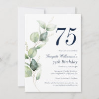 Aniversário de 75 anos com script de verde em aqua