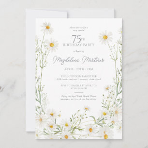 Convite Aniversário de 75 anos Flor do Mês de Nascimento d