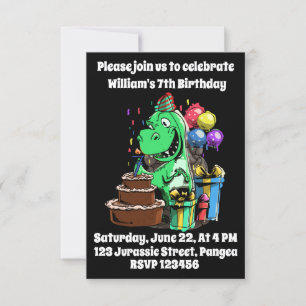 Convite Aniversário de 7 anos, Dinossauro, Aniversário, Pa