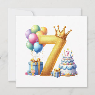 Convite Aniversário de 7 anos dourado