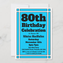Aniversário de 80 anos Azul Brilhante