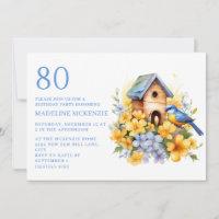 Aniversário de 80 anos Casa de Pássaros Azul Flore