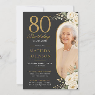 Convite Aniversário de 80 anos com foto personalizada em p