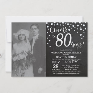 Convite Aniversário de 80 anos de Casamento Quadro Negro P