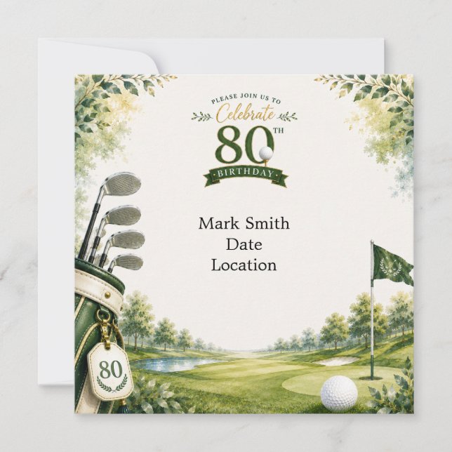 Convite Aniversário de 80 anos de Golfe (Frente)