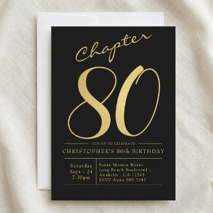 Convite Aniversário de 80 anos do marido Preto Dourado