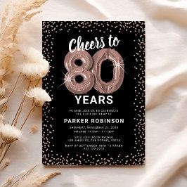 Convite Aniversário de 80 anos em Rose Gold