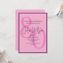 Aniversário de 80 anos moderno em rosa e azul com 