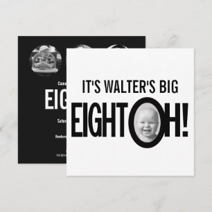 Convite aniversário de 80 anos OITENTA! foto preto e branc