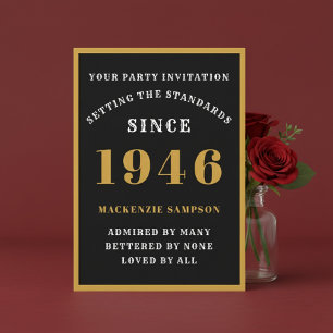 Convite Aniversário de 80 anos Personalizado 1946 Preto Do