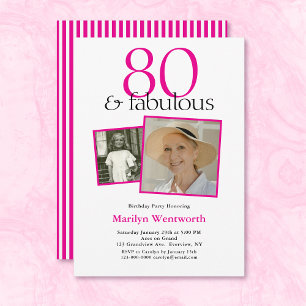 Convite Aniversário de 80 anos Tipografia Rosa 2 Foto