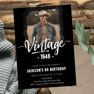 Convite Aniversário de 80 anos Vintage