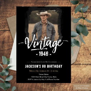 Convite Aniversário de 80 anos Vintage