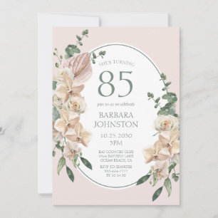 Convite Aniversário de 85 anos Tropical Floral