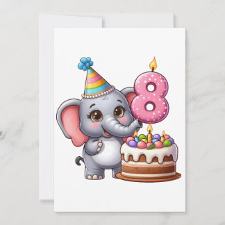 Convite Aniversário de 8 anos do Elefante Fofo