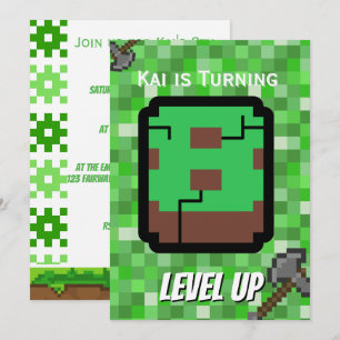 Convite Aniversário de 8 anos do Gamer Pixelado Nível Verd