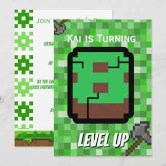 Convite Aniversário de 8 anos do Gamer Pixelado Nível Verd