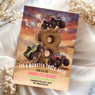 Convite Aniversário de 8 anos do Monster Truck Boom Crash