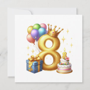Convite Aniversário de 8 anos dourado