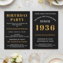 Aniversário de 90 anos 1936 Dourado Preto Personal