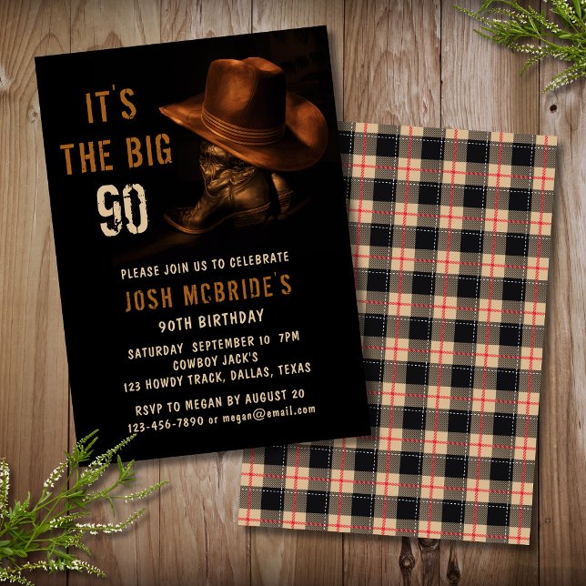Convite Aniversário de 90 anos do Cowboy Rústico Big (Criador carregado)