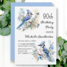 Aniversário de 90 anos do pássaro azul-real flores