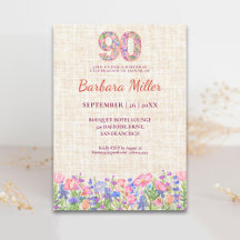 Aniversário de 90 anos Elegante para Ela - Flores 