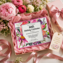 Aniversário de 90 anos feminino floral rosa roxo