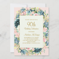 Aniversário de 90 anos Floral Botânico Rosa Antigo