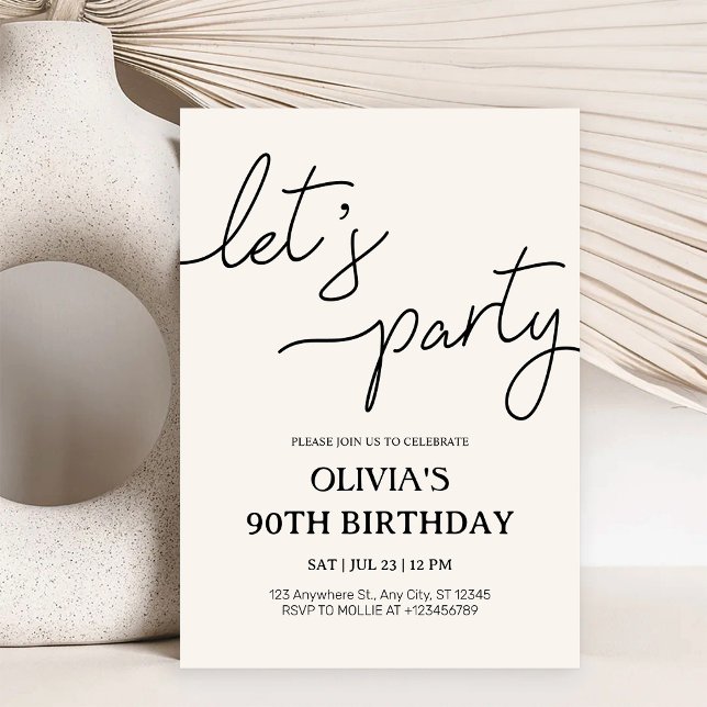 Convite Aniversário de 90 anos Modern Let's Party (Criador carregado)