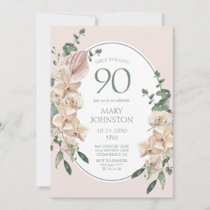 Convite Aniversário de 90 anos Tropical Floral
