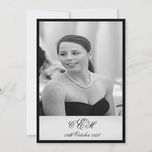 Convite Aniversário de 90 Birthday Elegant Photo Monograma (Verso)