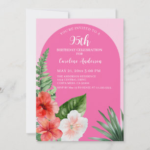 Convite Aniversário de 95 anos Pink Hawaiian