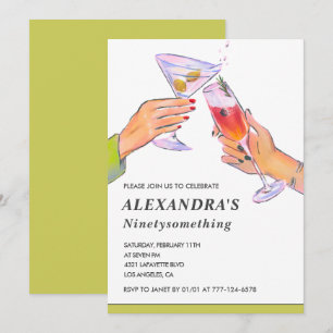Convite Aniversário de 98 anos de Cocktail Vintage Elegant