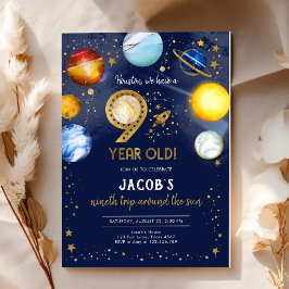Convite Aniversário de 9 anos Astronauta Planeta Galáxia E